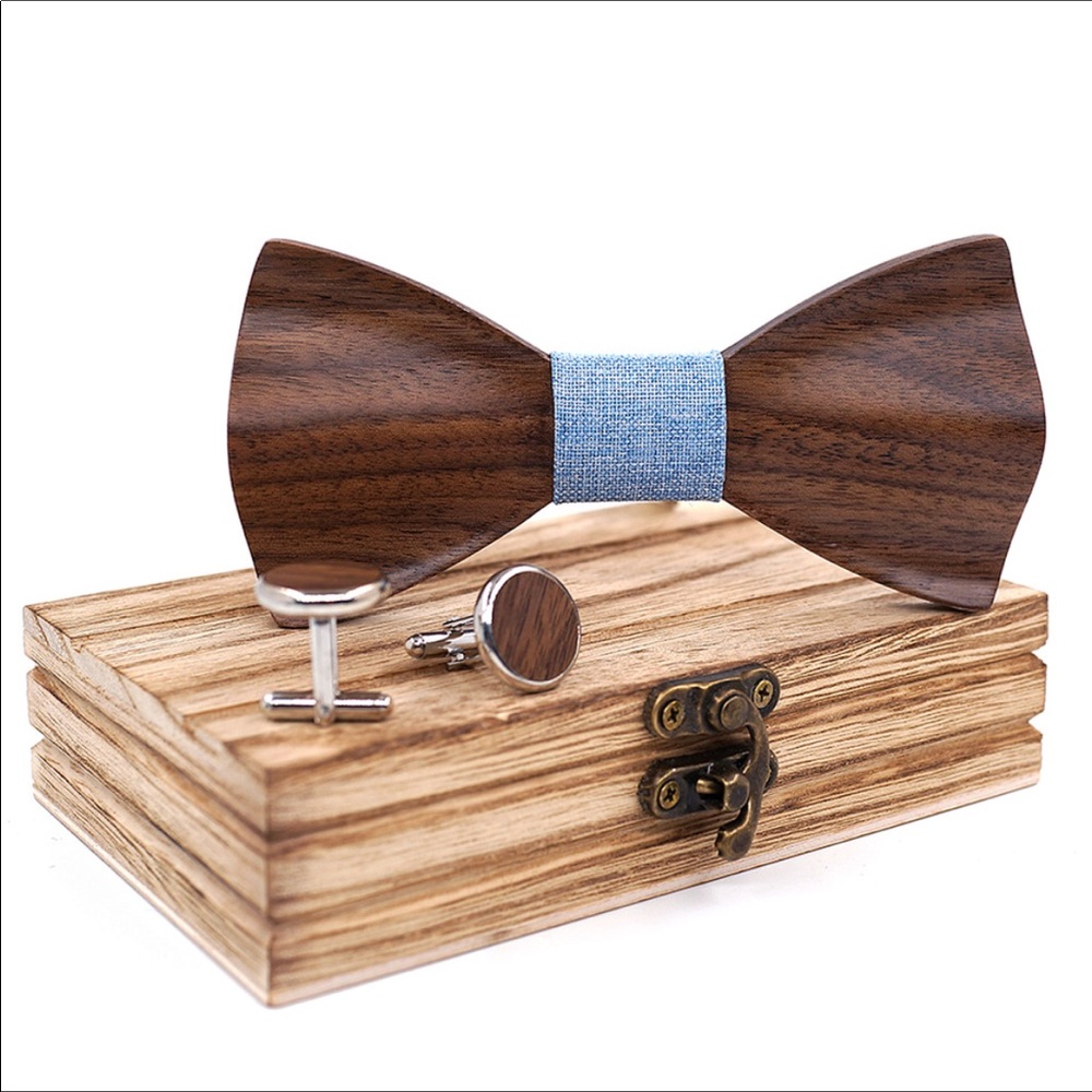 HandCarved KOA Wood BowTie and Matching Cufflinks